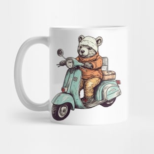 A cute teddy bear riding scooter bike Mug